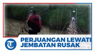 Viral Video Perjuangan Siswi Cianjur Terpaksa Bergelantungan di Jembatan Rusak Demi Pergi ke Sekolah