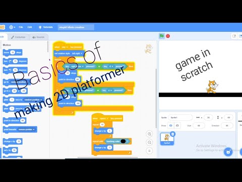 Basics of how to make a 2D Platformer game in scratch