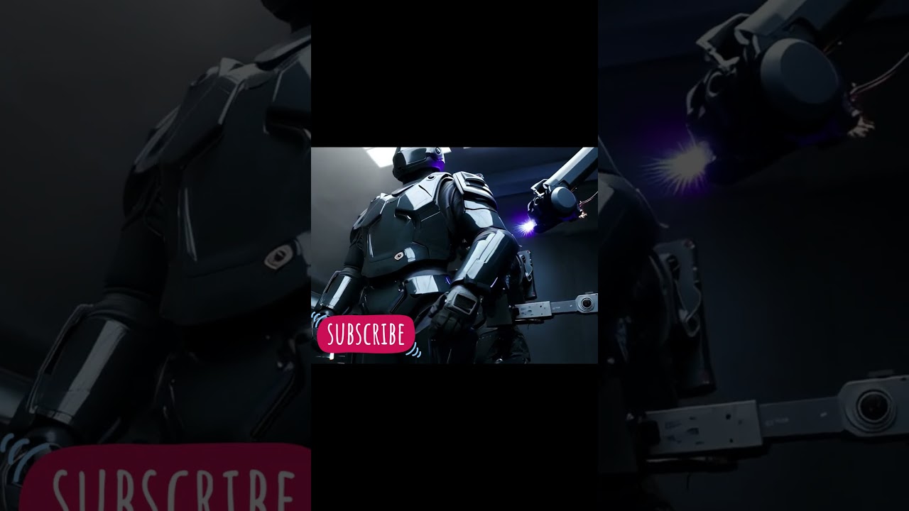 Futuristic Armored Soldier in High Tech Exosuit – Sci Fi Robot Warrior Concept Art