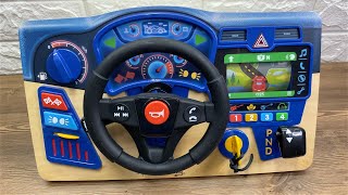 Melissa and Doug Vroom and Zoom Interactive Wooden Dashboard Steering Wheel Pretend Play Driving Toy