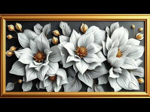 Silent Gray Flowers | Elegant Art for TV Background