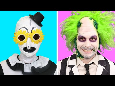 Trying Spooky SFX Halloween Makeup! Art the Clown, Joker, Beetlejuice!