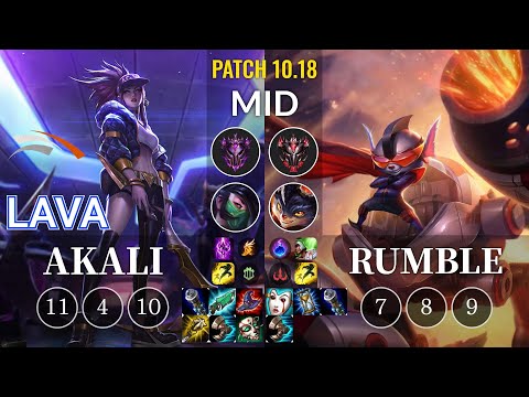 HLE Lava Akali vs Rumble Mid - KR Patch 10.18