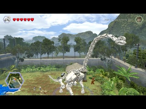 LEGO Jurassic World - Brachiosaurus Skeleton Free Roam Gameplay [HD]