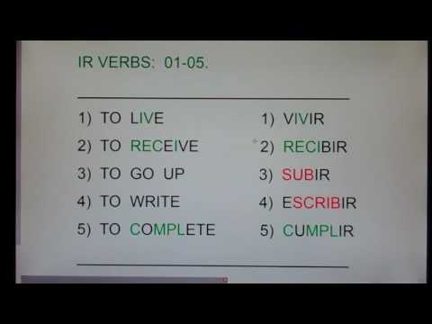 IR VERBS 01-05:  vivir, recibir, subir, escribir, cumplir...