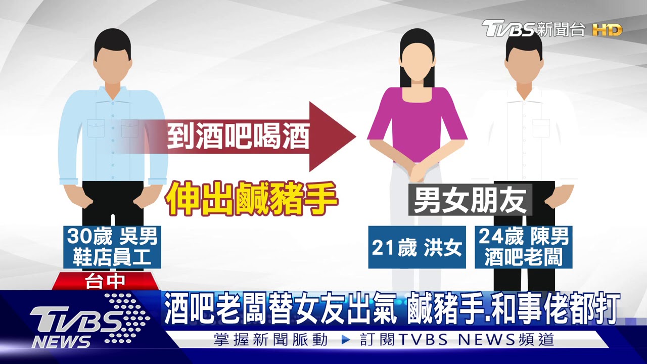 酒吧老闆替女友出氣 鹹豬手、和事佬都打