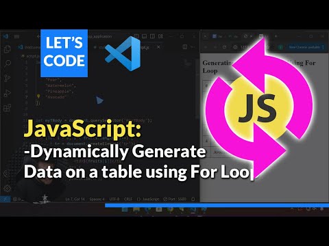 Javascript Essentials Generate Data On A Table Using For Loop
