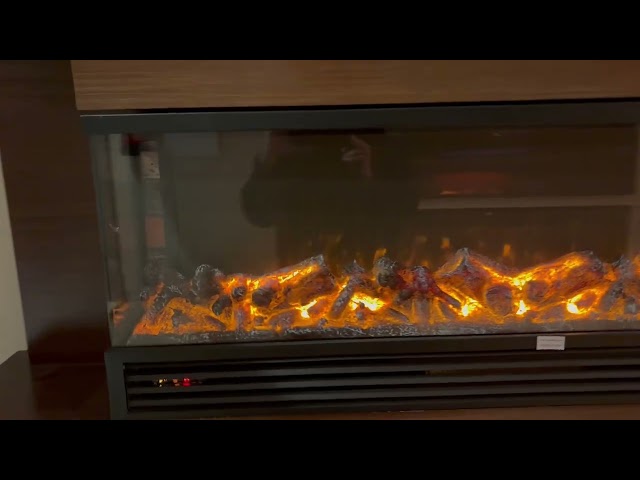 طاولة تلفزيون ديكور خشبي فاخر مع مدفأة زجاجية ثلاث...