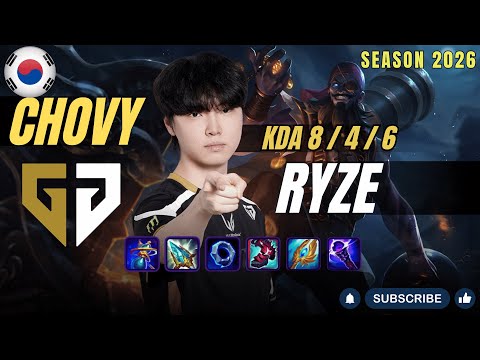 GEN Chovy RYZE vs GALIO Mid - Patch 26.1 KR Ranked | lolrec