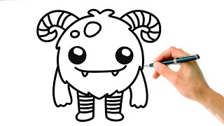 Drawing Cute Monster Step-By-Step Tutorial For Kids Draw & Color Guide