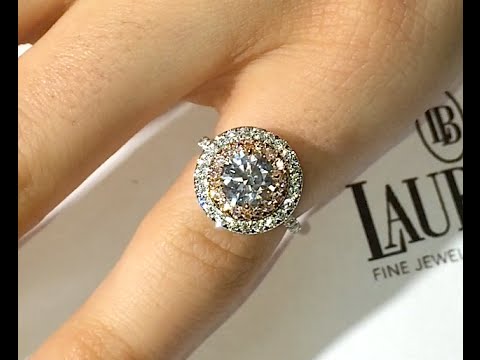 1.20 ct Round cut Diamond Engagement Ring in Pink Diamond Double Halo