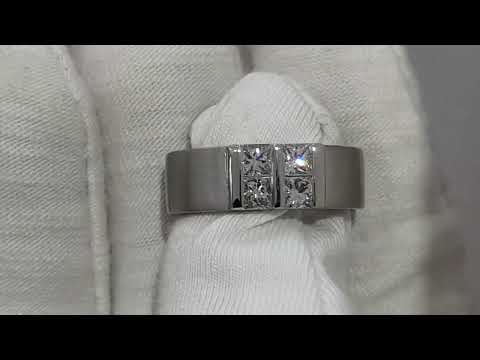 Battenberg platinum diamond princess cut ring