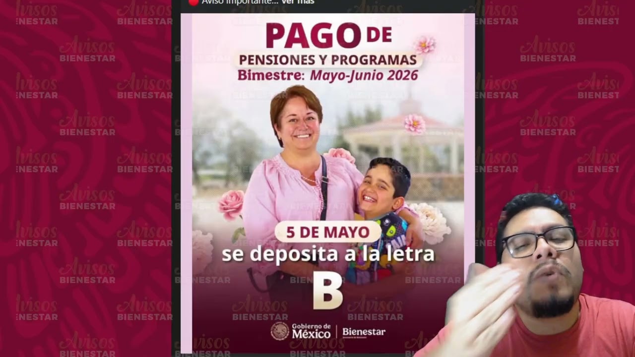 ¡HOY 5 DE MAYO! pago de la pensión bienestar adultos mayores con letra de apellido ?