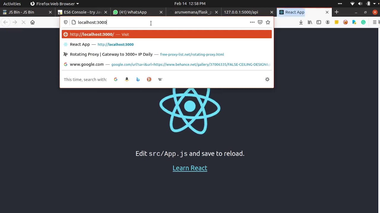 A simple #react with #flask link application