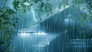 Rainy Night Ambience for a Restful Sleep 🌧️ Torrential Rain ASMR on Metal Roof & Mighty Thunder
