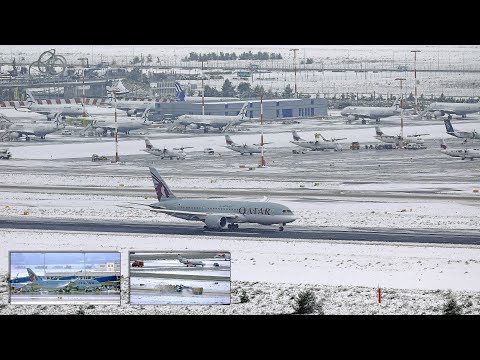 Snow at Athens Airport 2021 - (4K Extended version)