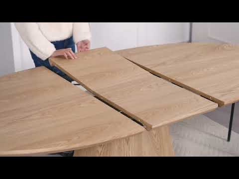 Video Cami - Table &agrave; manger extensible 6 &agrave; 8 personnes ovale en bois