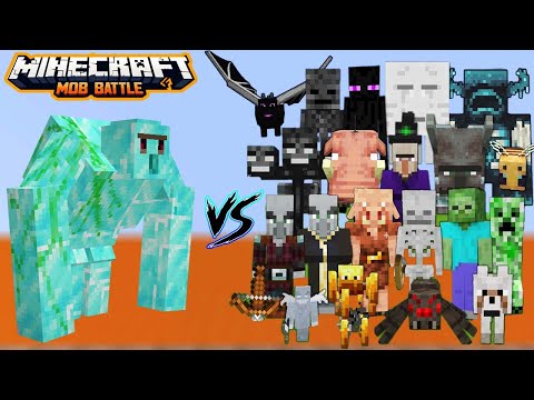 Mutant Diamond Golem vs x50 All Minecraft Mobs in minecraft battle - Warden - iron golem