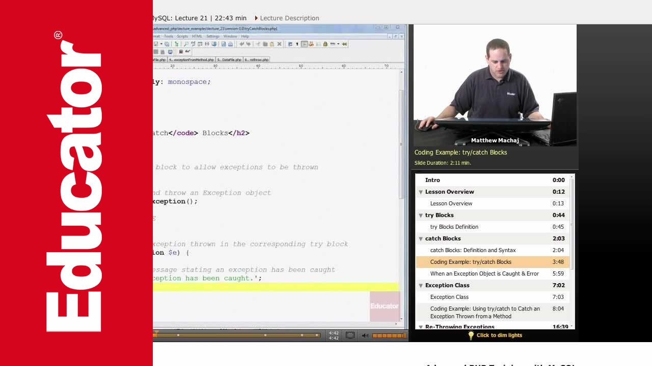 PHP with MySQL: Exceptions