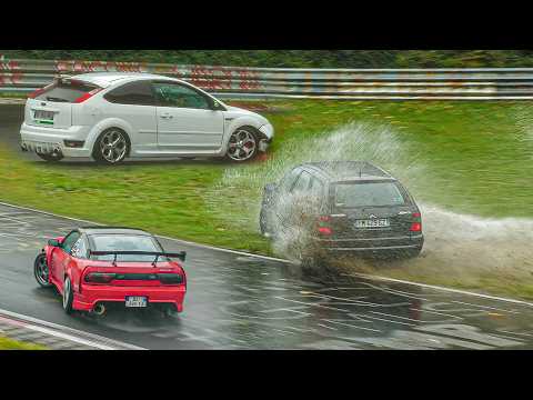 NÜRBURGRING CHAOS! HEAVY RAIN, MANY FAILS, DANGEROUS Moments, SLIPPERY Conditions & CRAZY Drivers!