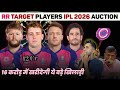 IPL 2026 Auction RR All Target Players List RR Auction Stretegy Ipl 2026 Auction