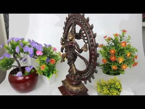 Brown engineered wood wooden natraj dancing shiva statue, pa...