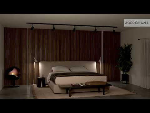 Akustikpanel Wood on wall Ek Gråbrunlackad