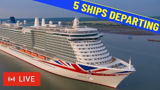 SHIPS TV - 5 Cruise Ships Departing Port of Southampton (LIVE)