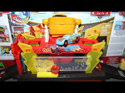 Mattel Disney Cars Color Changers Race Ready Car Wash - Exclusive Blue Lightning McQueen Piston Cup