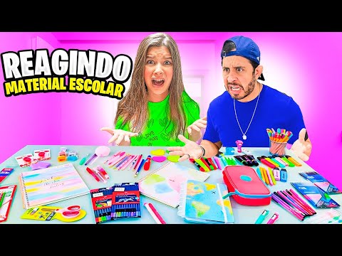 MEU PAI REAGINDO AO QUE COMPREI DE MATERIAL ESCOLAR *ele surtou