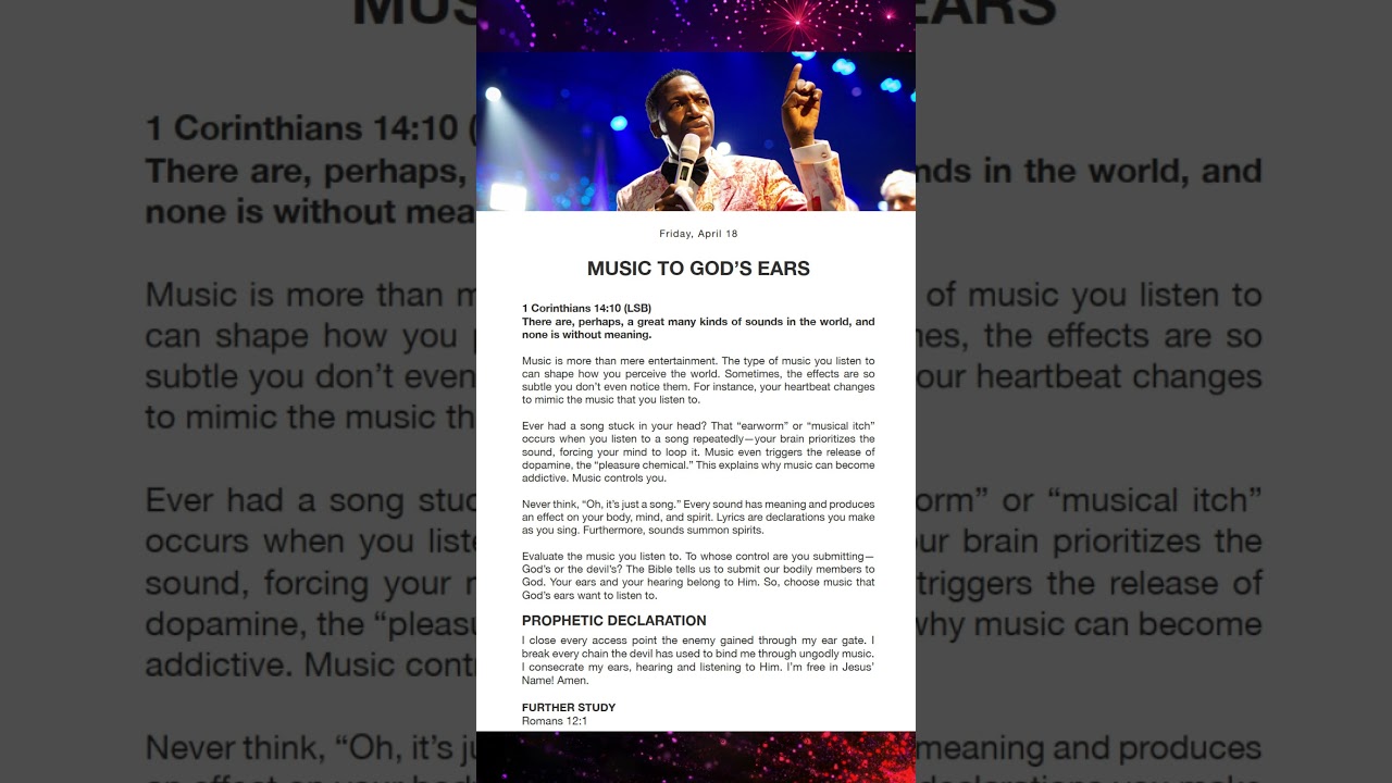 April 18, 2025. MUSIC TO GOD’S EARS. GoodNews Daily by Prophet Uebert Angel.