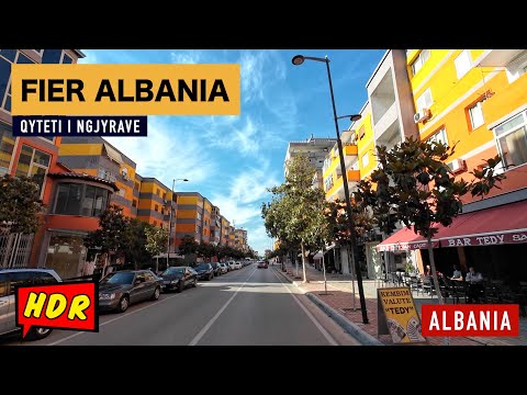 FIER ALBANIA, SHETITJE NE QYTETIN E NGJYRAVE, DRIVING REAL TIME [4K]