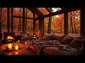 Cozy Autumn Cabin Ambience In The Woods Jazz Music Fireplace Sounds For Peaceful Sleep