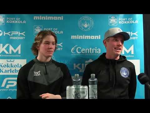 Nibacos - Ilves 12.3.2022 pelin jälkeen haastattelussa Nibacoksen Luukas Salin ja Jan Salin.