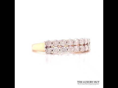 9CT YELLOW GOLD DIAMOND DOUBLE ROW ETERNITY RING – SIZE R - THE LUXURY HUT