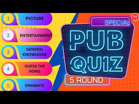Pub Quiz 5 Round: Test Your Knowledge! Picture, General Knowledge, Entertainment, And More. #94