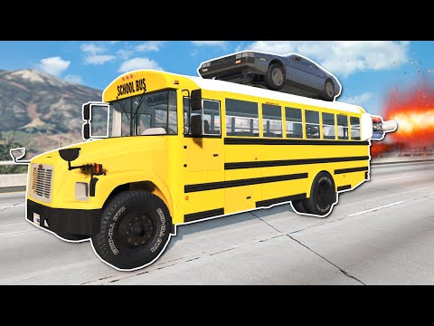 ATTACHING CARS TO A ROCKET BUS! - BeamNG Drive Multiplayer
