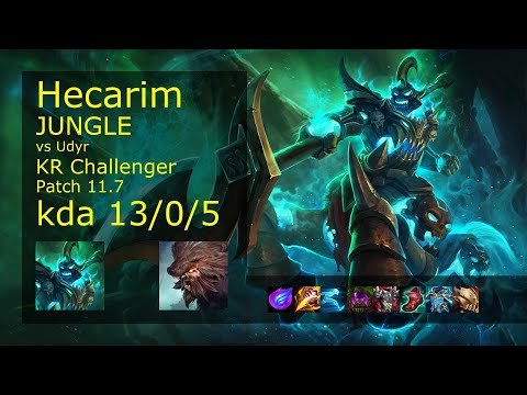 Hecarim vs Udyr Jungle - KR Challenger 13/0/5 Patch 11.7 Gameplay // [롤] 헤카림 vs 우디르 정글