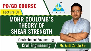 Mohr Coulomb's Theory of Shear Strength | Lecture 31 | Geotechnical Engineering