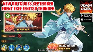 Demon Legend: Fury New Giftcodes September - Event Free Zenitsu Thunder