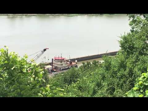 Ozark Lock & Dam with Crane on a Barge