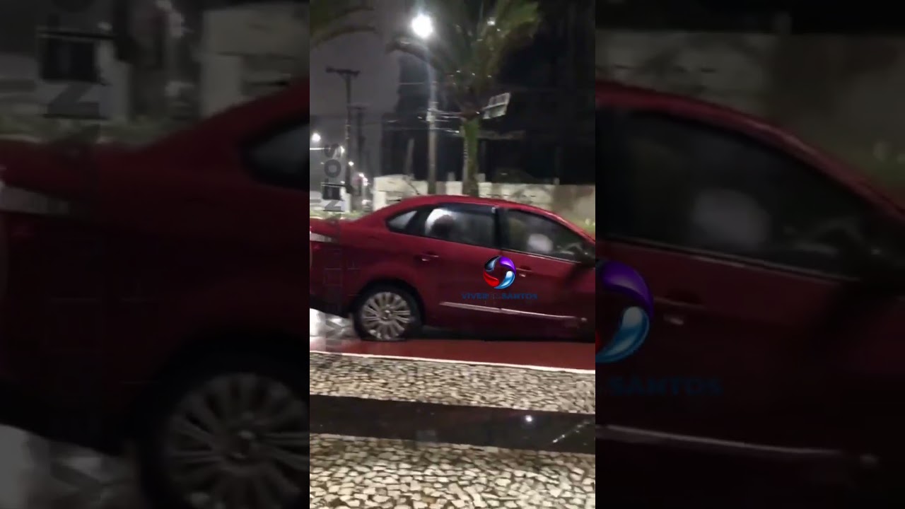 Motorista com sinais de embriaguez bate carro em coqueiro na orla de Praia Grande.
