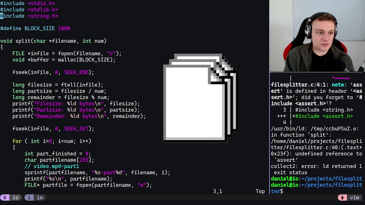 Coding a File Splitter in C