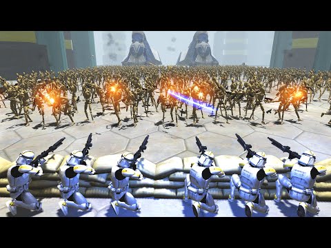 10 Clone DC-19 Machine Guns VS 1,000 DROIDS - Men of War: Star Wars Mod Battle Simulator
