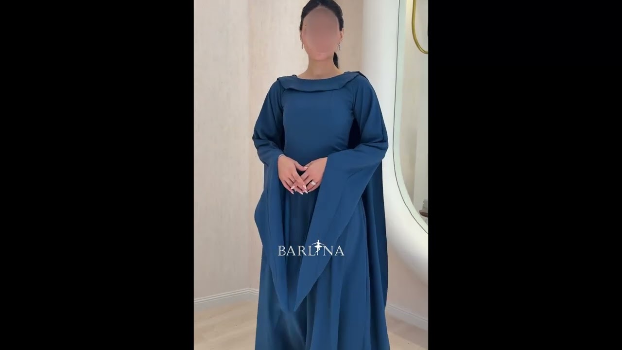 فستان بترولي بتصميم واسع وأكمام فضفاضة - XL