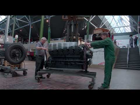 Restoring the Sunbeam 1000hp - placing the rear engine into chassis