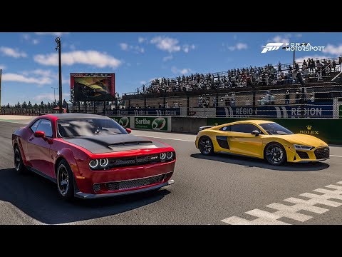 Forza Motorsport Drag Race: Dodge Demon vs Audi R8 V10 Performance
