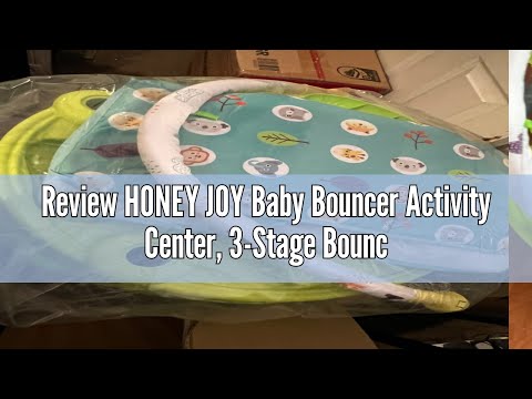 Review HONEY JOY Baby Bouncer Activity Center, 3-Stage Bouncing Activity Saucer & Playtime Mat & Act
