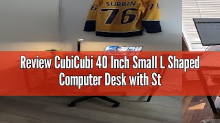 Review CubiCubi 40 Inch Small L Shaped Computer Desk with Storage Shelves Home Office Corner Desk St
