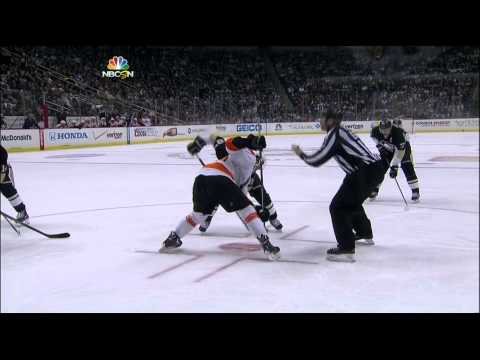 Brayden Schenn wrist shot 2-1 Philadelphia Flyers vs Pittsburgh Penguins 11/13/13 NHL Hockey.